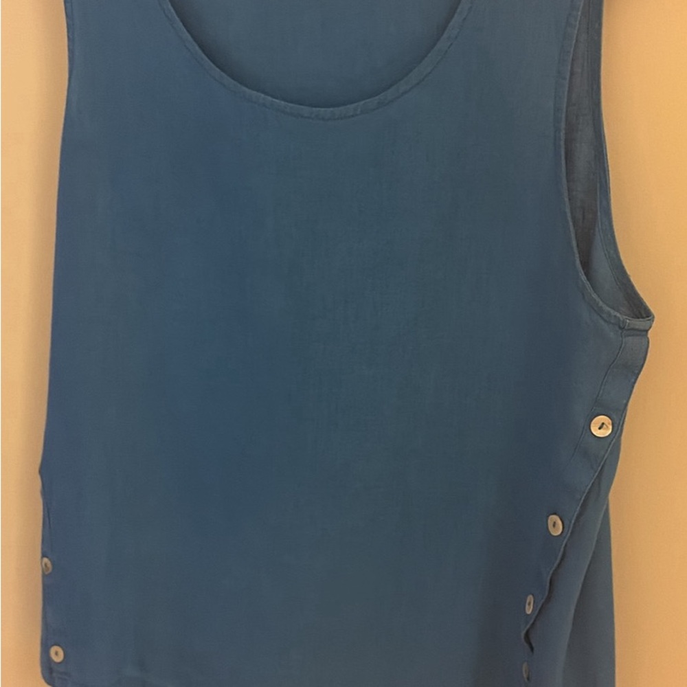 RACHEL Rachel Roy Blue Button-Detail Tank Top